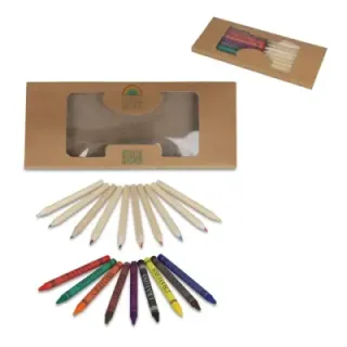 Colouring pencils and crayons in kraft box - LT91577 (gadzety reklamowe)